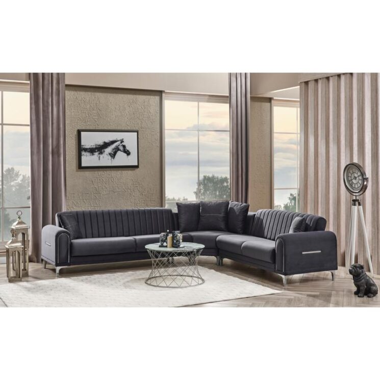 Orion kulmasohva säilytystilalla on moderni ja käytännöllinen valinta olohuoneeseen.